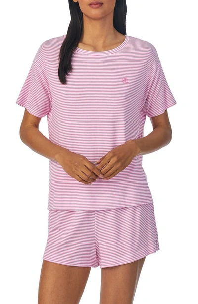 Shop Lauren Ralph Lauren Boxer Short Sleeve Cotton Blend Short Pajamas In Pink Stp