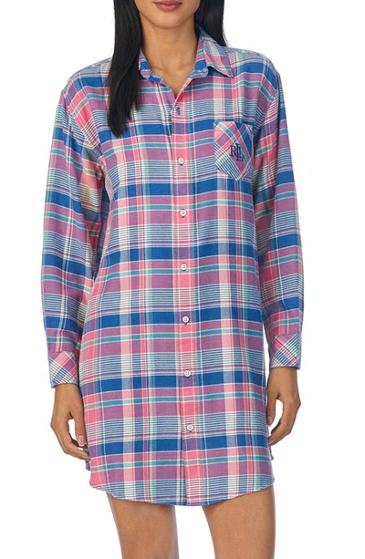 Shop Lauren Ralph Lauren Plaid Sleep Shirt In Multi Plaid