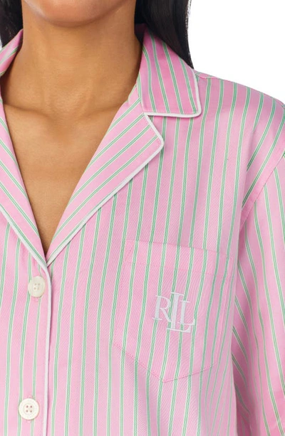 Shop Lauren Ralph Lauren Stripe Sleep Shirt In Pink Stripe