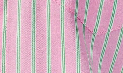 Shop Lauren Ralph Lauren Print Cotton Blend Pajamas In Pink Stripe
