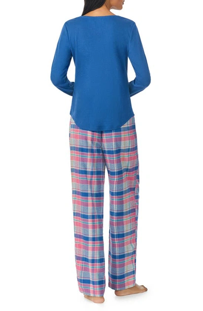 Shop Lauren Ralph Lauren Henley Pajamas In Blue Plaid