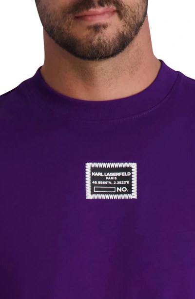 Shop Karl Lagerfeld Logo Patch Graphic T-shirt In Purple