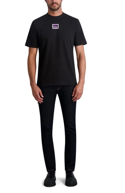 Shop Karl Lagerfeld Logo Patch Graphic T-shirt In Black