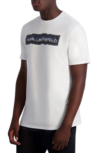 Shop Karl Lagerfeld 3d Logo Cotton Graphic T-shirt In White
