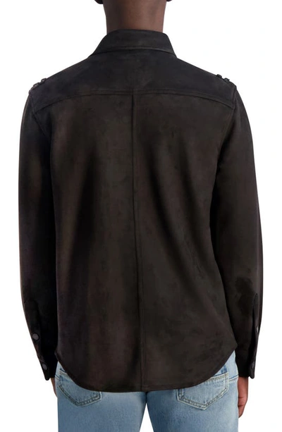 Shop Karl Lagerfeld Snap Front Shirt Jacket In Black