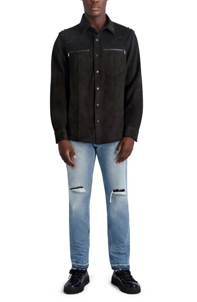 Shop Karl Lagerfeld Snap Front Shirt Jacket In Black