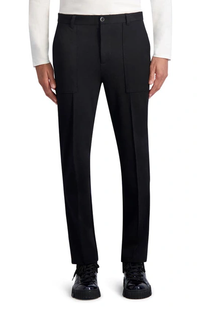 Shop Karl Lagerfeld Flat Front Stretch Dress Pants In Black