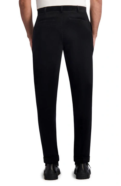 Karl Lagerfeld Flat Front Straight Leg Stretch Corduroy Pants In Black