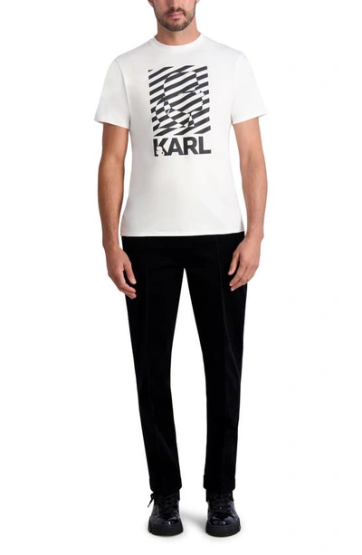 Karl Lagerfeld Flat Front Straight Leg Stretch Corduroy Pants In Black