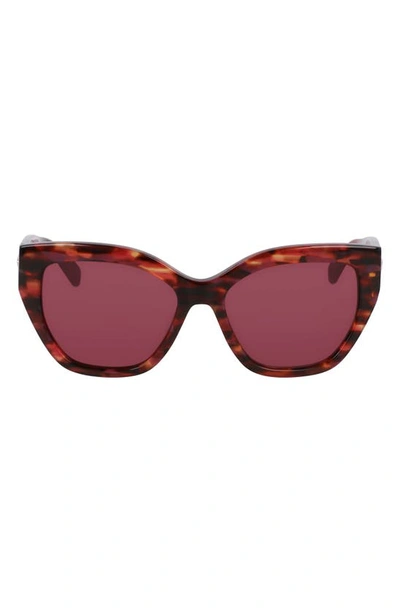 Shop Longchamp 55mm Butterfly Sunglasses In Textured Red