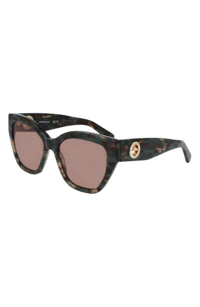 Longchamp 55mm Butterfly Sunglasses In Textured Green