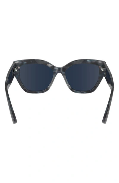 Shop Longchamp 55mm Butterfly Sunglasses In Textured Blue