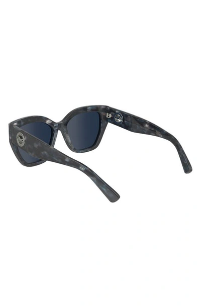 Shop Longchamp 55mm Butterfly Sunglasses In Textured Blue