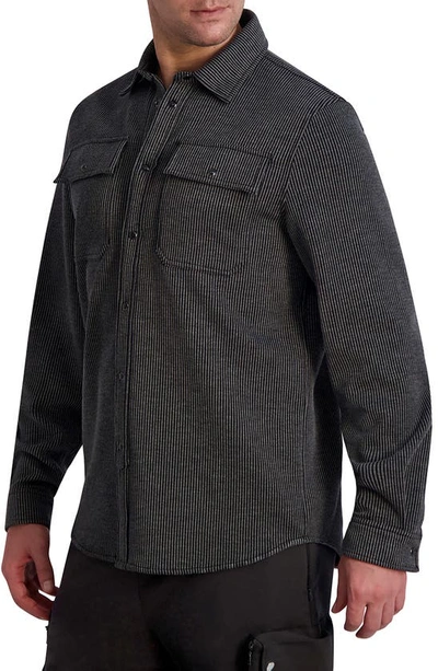 Shop Karl Lagerfeld Snap Front Shirt Jacket In Black/ Grey