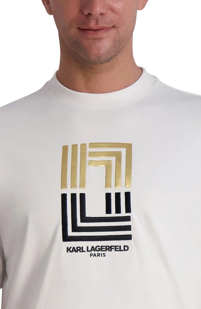 Shop Karl Lagerfeld Embroidered Metallic Organic Cotton Graphic T-shirt In White
