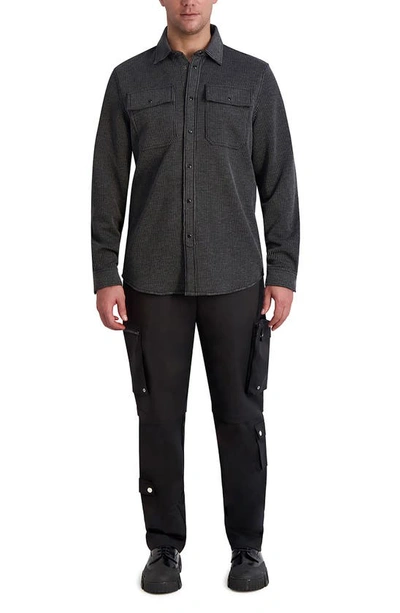 Shop Karl Lagerfeld Snap Front Shirt Jacket In Black/ Grey