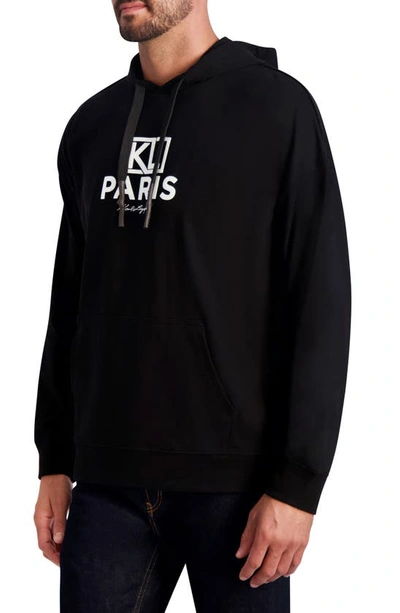 Shop Karl Lagerfeld Logo Cotton Graphic Hoodie In Black
