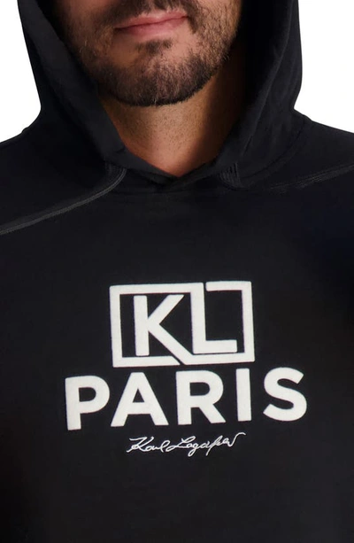 Shop Karl Lagerfeld Logo Cotton Graphic Hoodie In Black