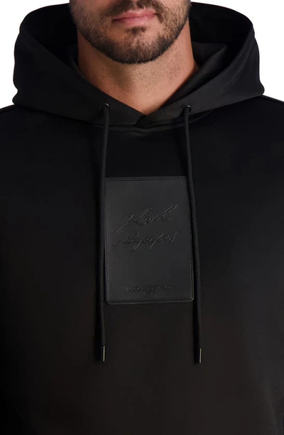 Shop Karl Lagerfeld Scuba Knit Pullover Hoodie In Black