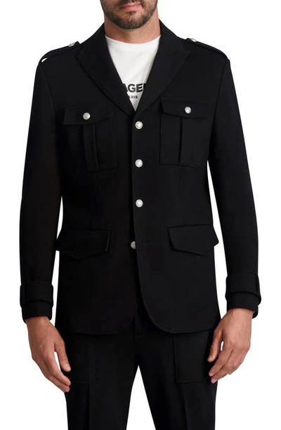 Shop Karl Lagerfeld Single Breasted Blazer In Black