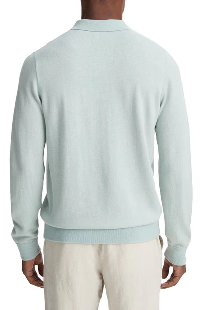 Shop Vince Bird's Eye Wool Blend Johnny Collar Top In Seafoam Green/ Stone