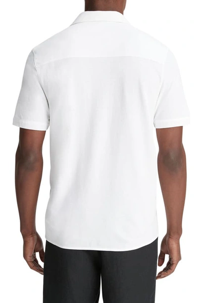 Shop Vince Cabana Short Sleeve Piqué Camp Shirt In Optic White