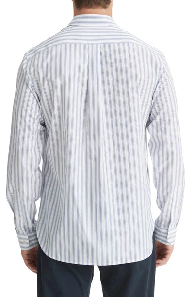 Shop Vince Surf Stripe Button-up Shirt In Optic White/ Royal Blue