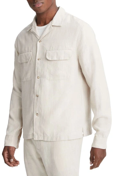 Shop Vince Hemp Button-up Shirt Jacket In Pumice Rock