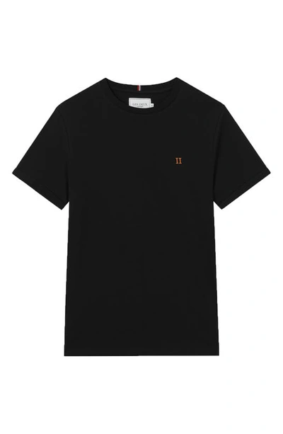 Shop Les Deux Nørregaard Embroidered Cotton T-shirt In Black