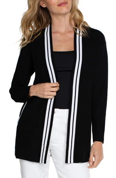 Shop Liverpool Los Angeles Tipped Open Front Cardigan In Black Wht Cntrst