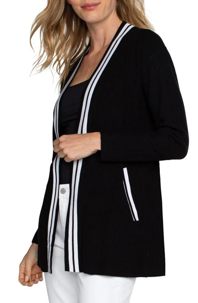 Shop Liverpool Los Angeles Tipped Open Front Cardigan In Black Wht Cntrst