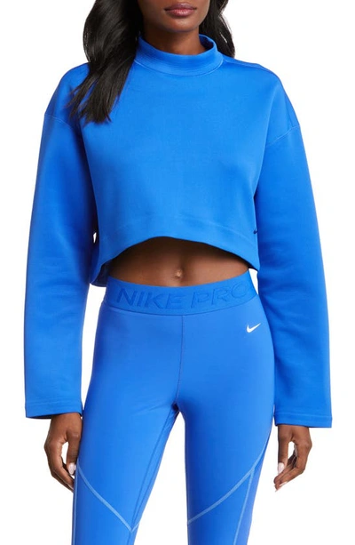 Shop Nike Prima Futuremove Oversize Dri-fit Crop Sweatshirt In Hyper Royal