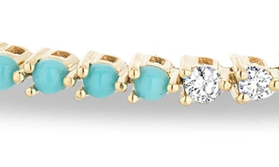 Shop Adina Reyter Turquoise & Diamond Tennis Bracelet In Yellow Gold