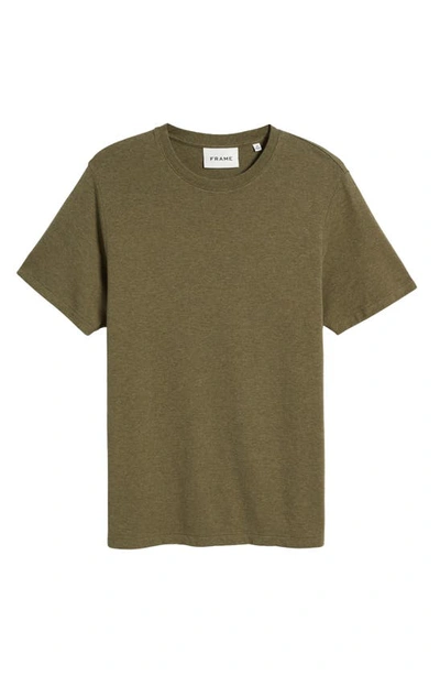 Shop Frame Duo Fold Cotton T-shirt In Dark Olive Heather