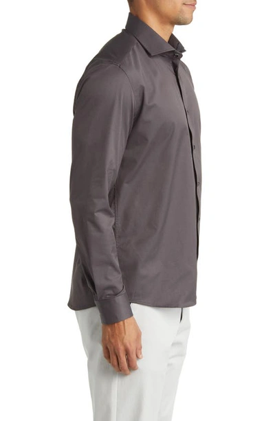 Shop Stone Rose Drytouch® Performance Sateen Button-up Shirt In Charcoal