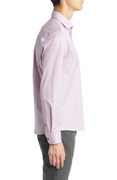Shop Stone Rose Drytouch® Performance Sateen Button-up Shirt In Lavender