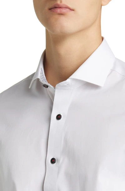 Stone Rose Drytouch® Performance Sateen Button-up Shirt In White
