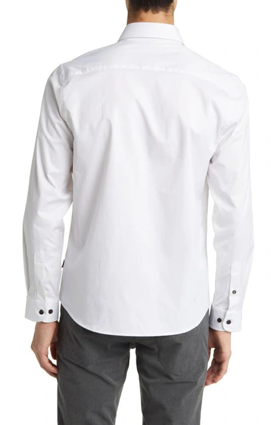 Stone Rose Drytouch® Performance Sateen Button-up Shirt In White