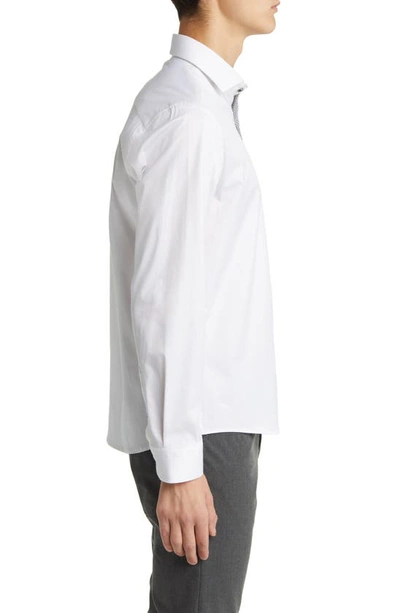 Stone Rose Drytouch® Performance Sateen Button-up Shirt In White