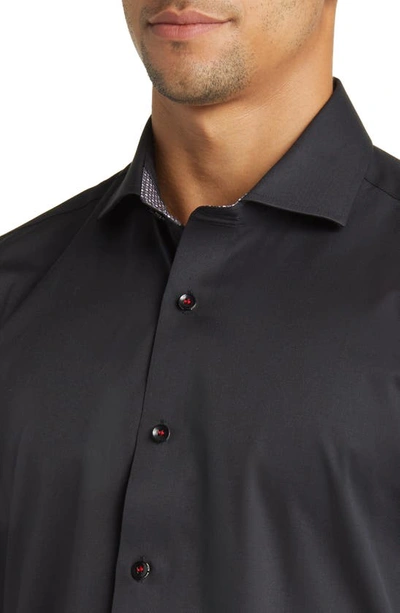 Shop Stone Rose Drytouch® Performance Sateen Button-up Shirt In Black