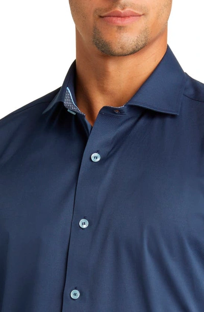 Shop Stone Rose Drytouch Button-up Shirt In Navy
