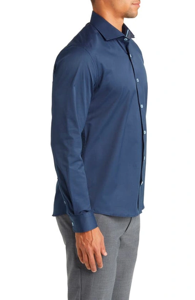 Shop Stone Rose Drytouch Button-up Shirt In Navy