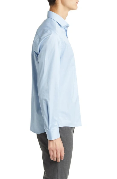 Shop Stone Rose Drytouch® Performance Sateen Button-up Shirt In Lt. Blue