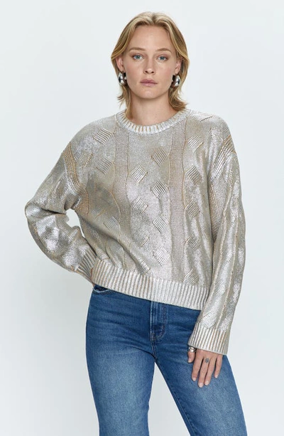 PISTOLA PISTOLA EVERLY FOIL ACCENT COTTON CREWNECK SWEATER 