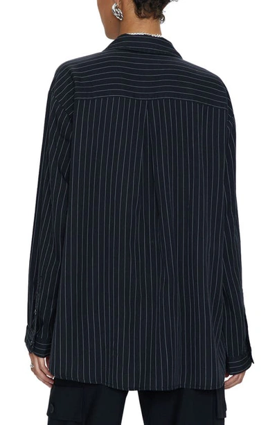 Shop Pistola Irene Stripe Shirt In Black Pinstripe