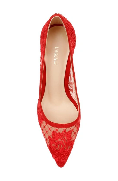 Shop L Agence Anais Embroidered Lace Pump In Red