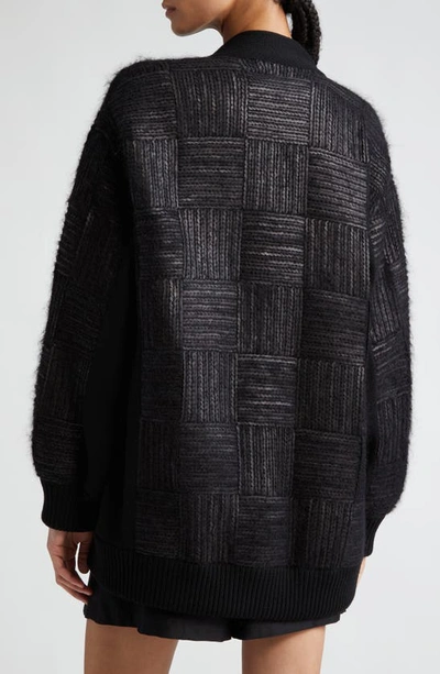 Shop Max Mara Estonia Textured Sequin Knit Cardigan In Black