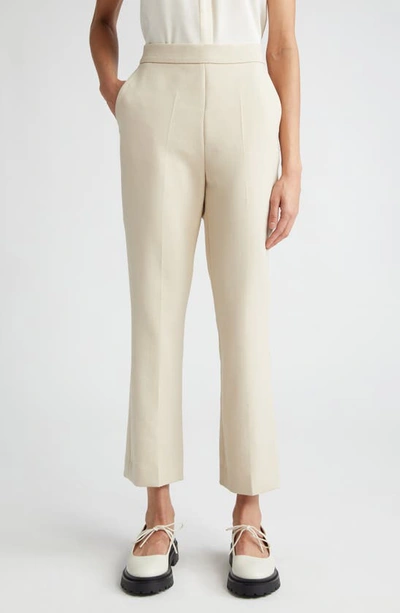 Shop Max Mara Nepeta Stretch Virgin Wool Flare Leg Ankle Trousers In Beige