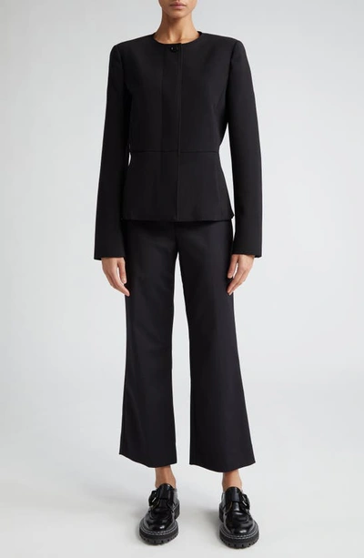 Shop Max Mara Nepeta Stretch Virgin Wool Flare Leg Ankle Trousers In Black