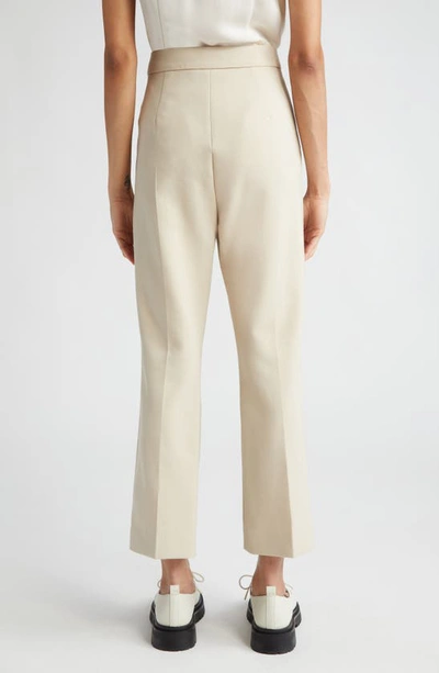 Shop Max Mara Nepeta Stretch Virgin Wool Flare Leg Ankle Trousers In Beige